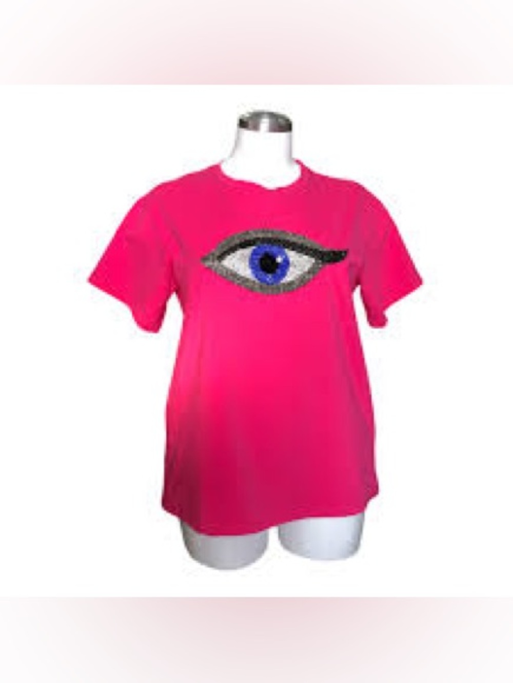 NWT- Boutique Bright Pink Eye Graphic Tee Small Oversized